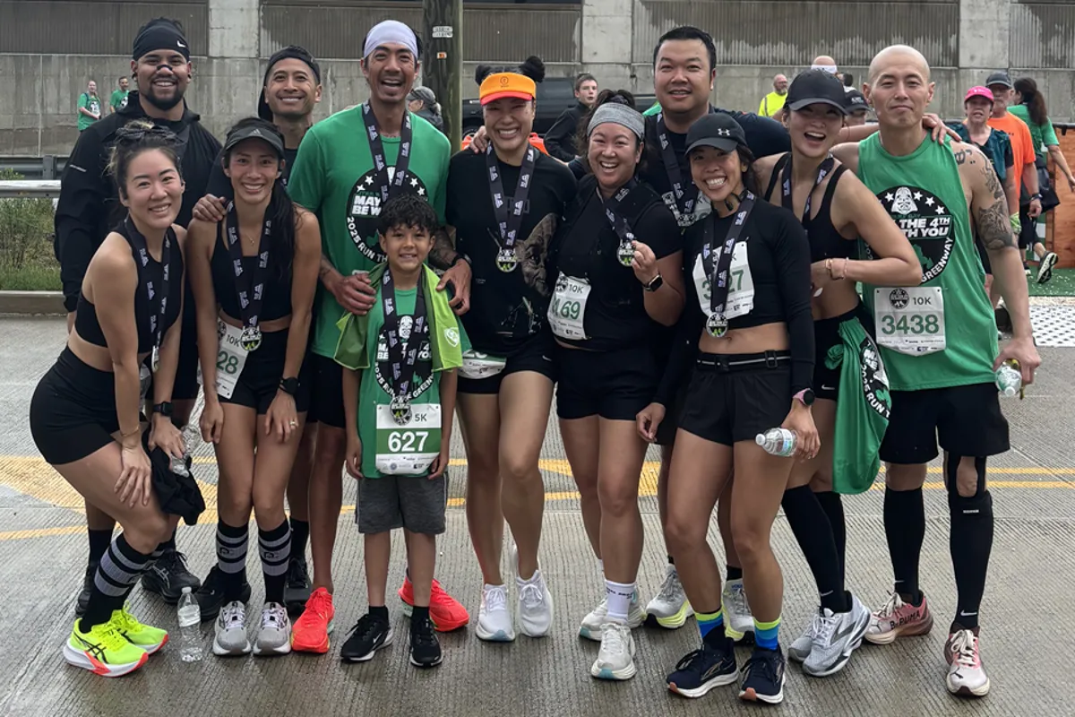 Group of friends after completing a 5K race